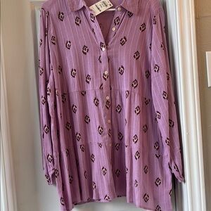 Style & Co. Fresh Purple Blouse with V-Neck and Long Sleeves
